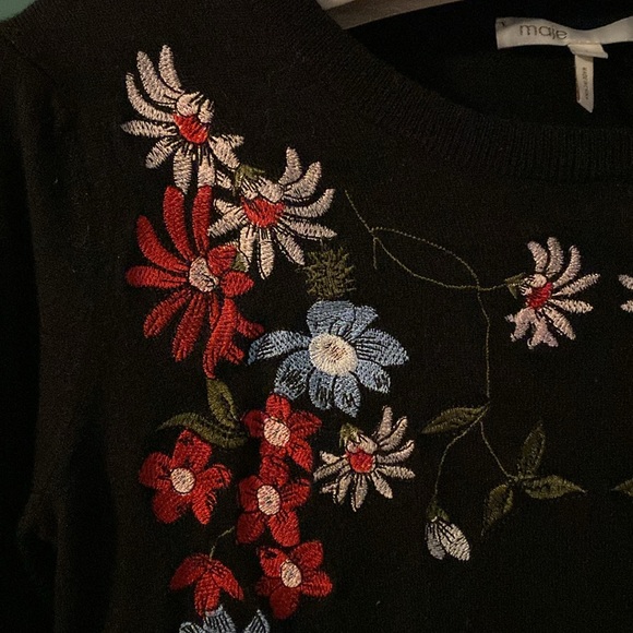 MAJE black embroidered knit sweater - Picture 3 of 3